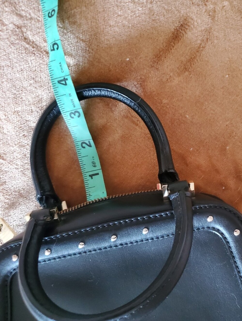 kate spade Black Studded Satchel with Gold Hardware